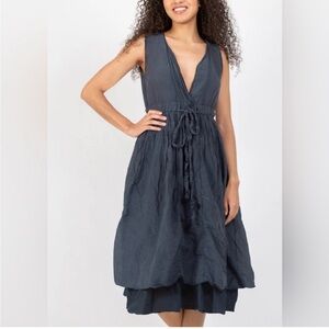 CP Shades Julia Dress XS Elegant Sleeveless Dress Double Layer Silk Cotton